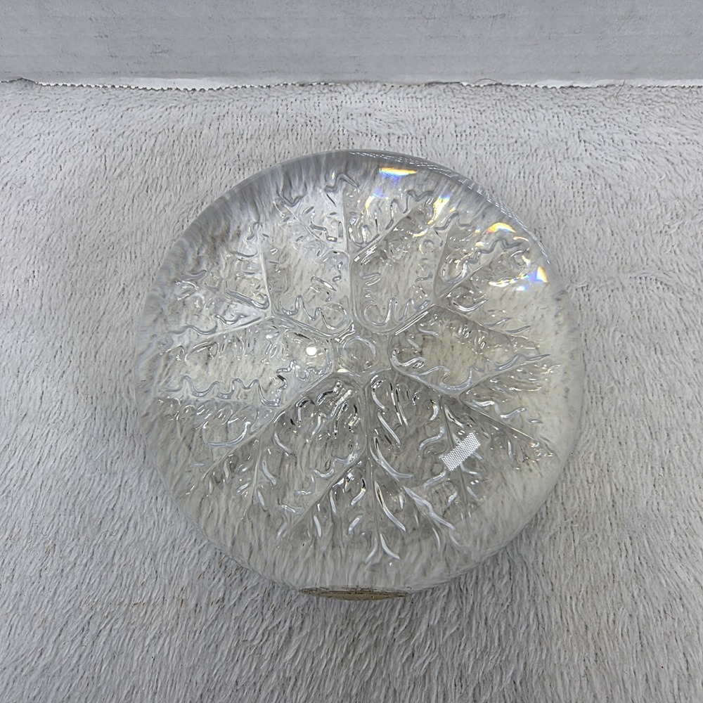 Vintage Cristal France Genuine Lead‎ Crystal Clear Domed Snowflake Paperweight